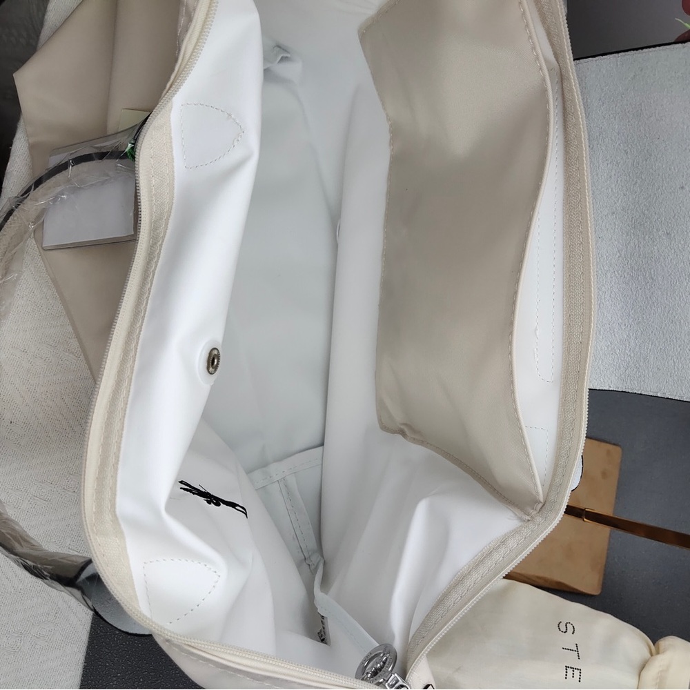 NWT Longchamp Le Pliage Original Large Shoulder Nylon Bag Tote IN OFF WHITE - Picture 8 of 11